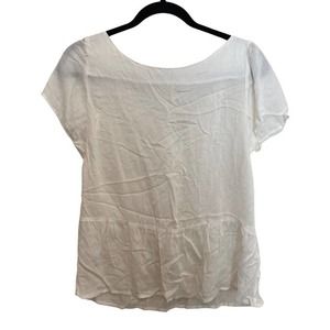 Tinsels France Button back Top Blouse Cap Sleeve Women's White Size 1 NWT